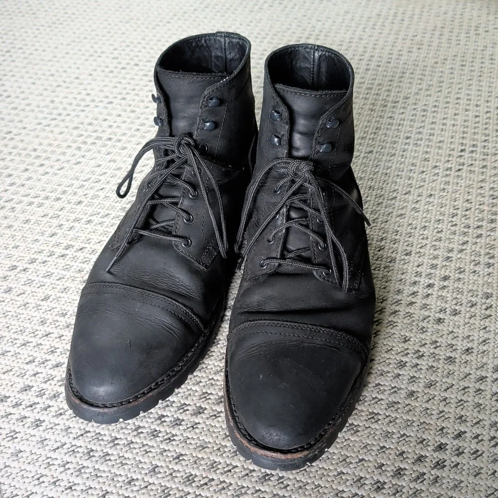 Thursday Boot Company StormKing Captain Matte Black Leather Cap Toe Boots Sz 15